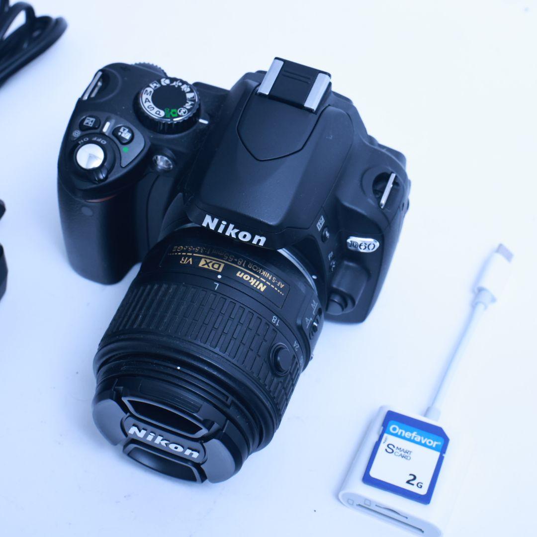 スマホ転送可 Nikon D60 デジタル一眼レフ カメラ 望遠レンズ付