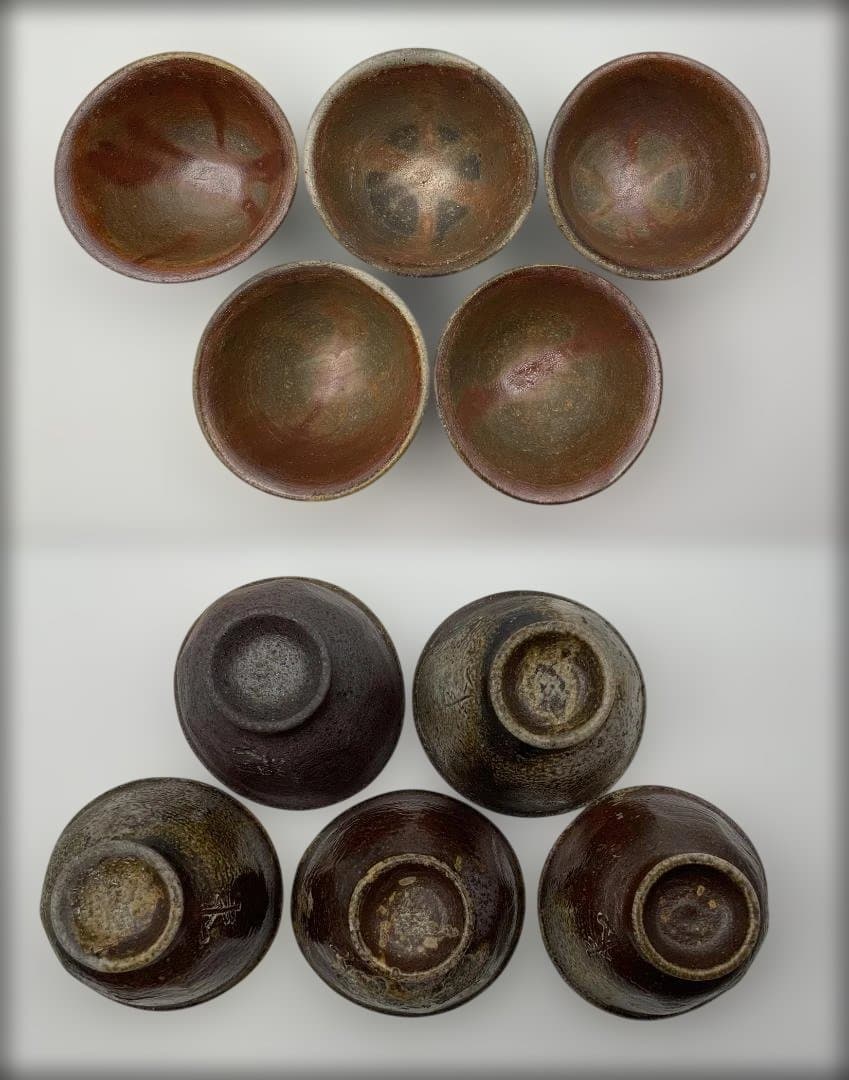 Okuman 入江光人司 備前手造榴摘み宝瓶湯冷まし煎茶碗 共箱/共布/栞