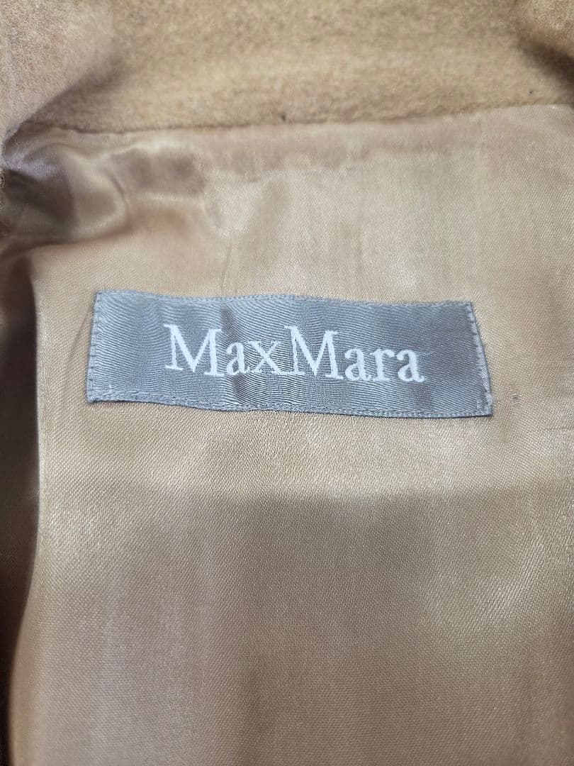 Max Maraマニュエラ系ベルテッドコート キャメル38女優襟ヴァージンウール