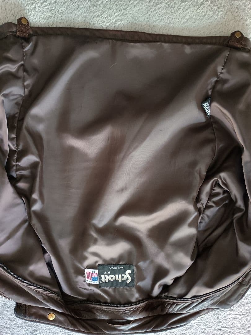 Schott ブラウンレザーシングルライダースジャケット