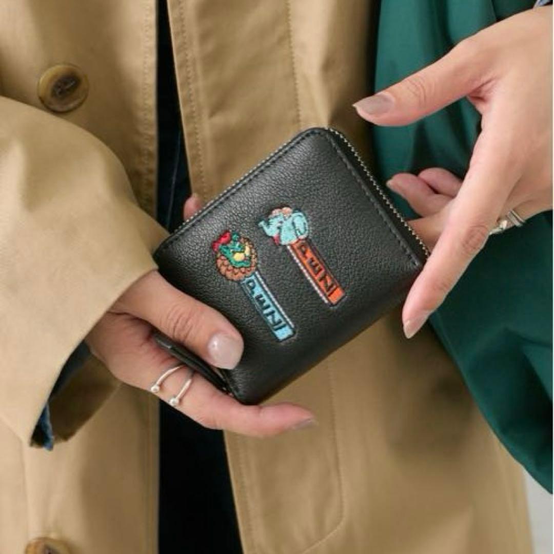 【美品】「PEZ×perche×ear」コラボジャバラ折り財布　黒