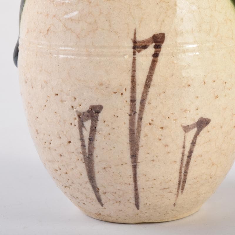 茶道具　瀬戸赤津焼　織部焼　山口正悟作　肩衝茶入　仕覆付　共箱　V　7081