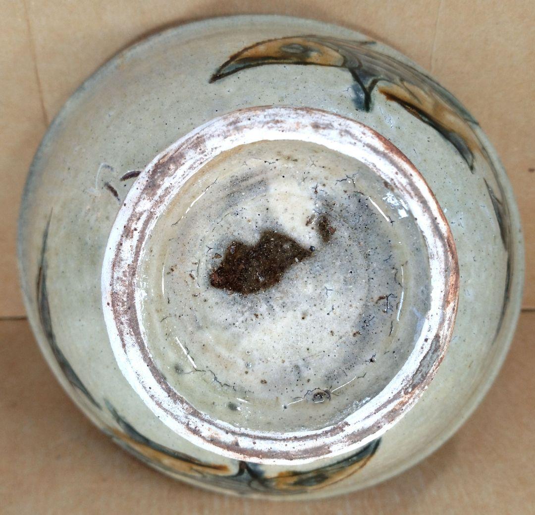 【本物保証】金城次郎 マカイ(壷屋焼魚紋茶碗）共箱 栞 美品 人間国宝 壺屋焼