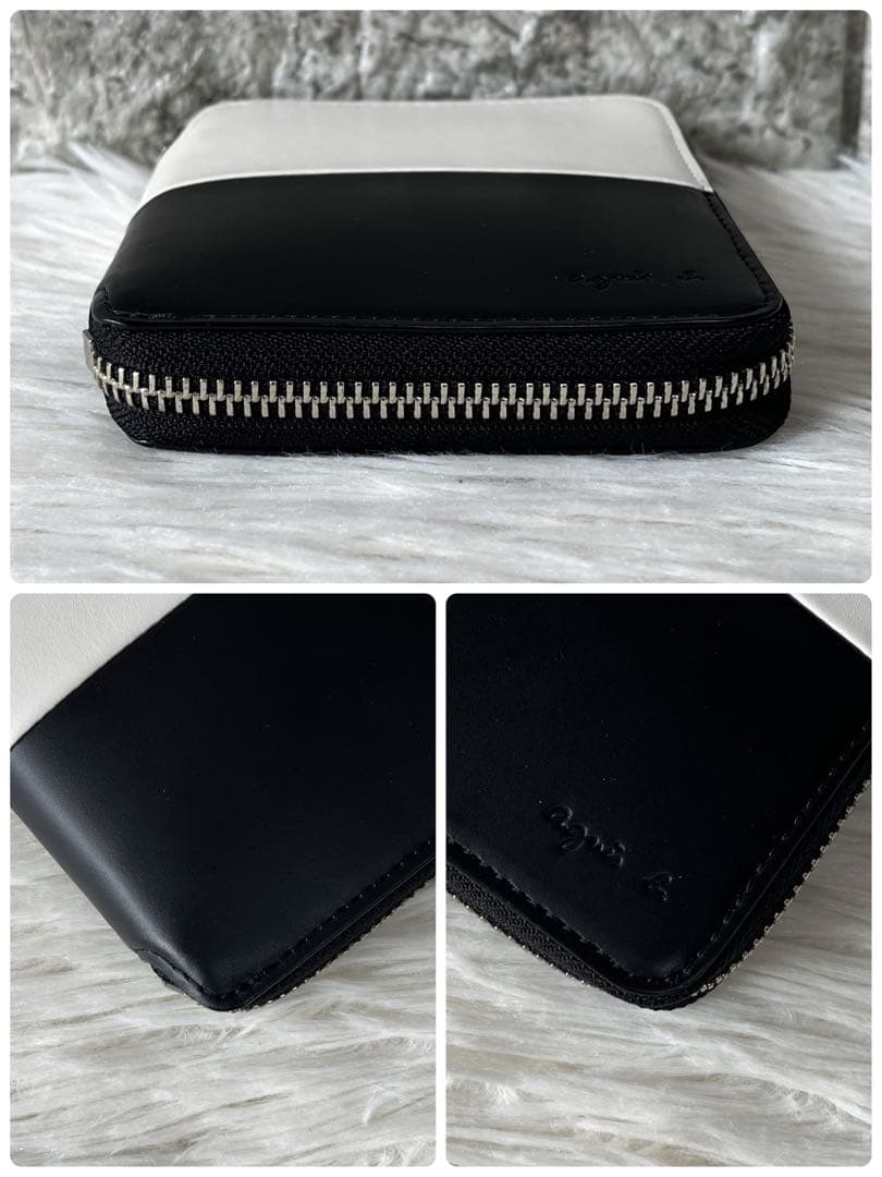 【新品未使用】アニエスベー　バイカラー　レザー　二つ折り財布