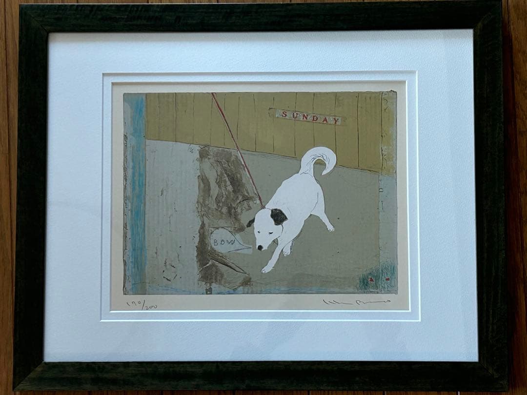 日比野克彦　版画　『Bow』　額付