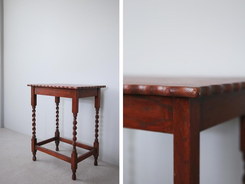 英国アンティーク木製サイドテーブル/オケージョナル机/飾り棚/花台(70-158