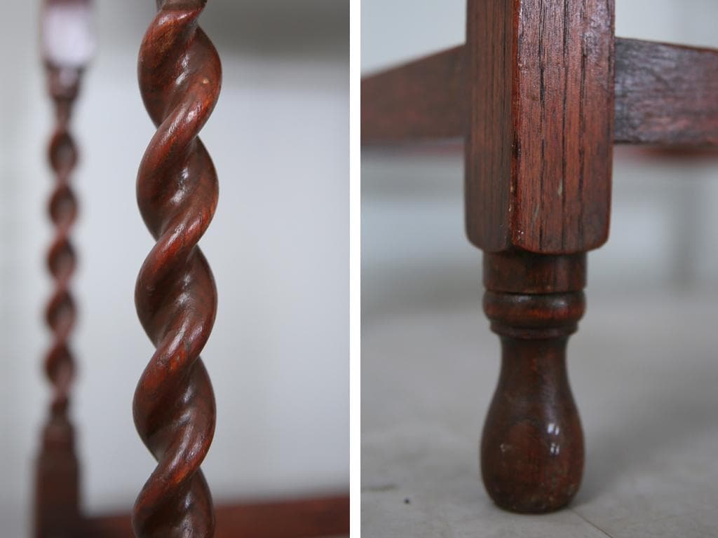 英国アンティーク木製サイドテーブル/オケージョナル机/飾り棚/花台(70-158