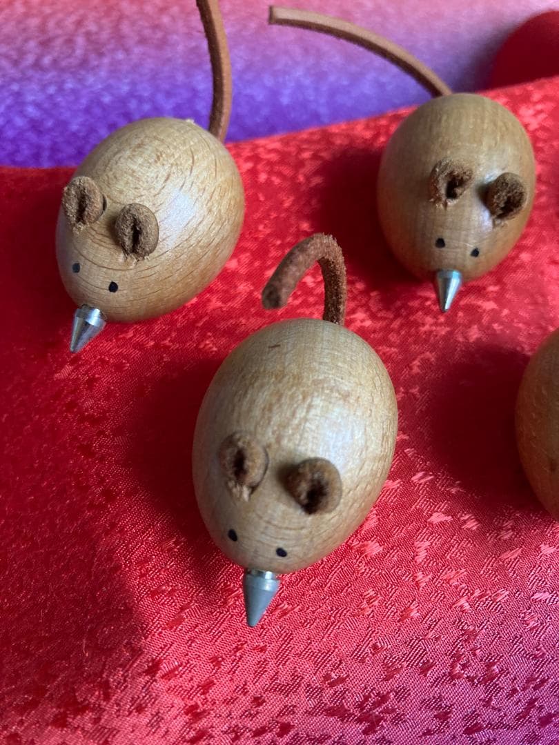 木製 ねずみ オブジェ 5体 セット ネズミ mouse レトロ