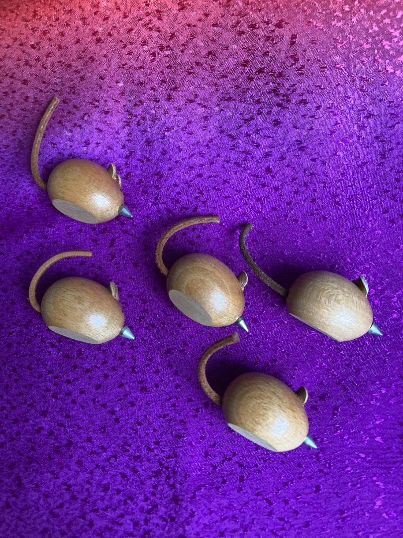 木製 ねずみ オブジェ 5体 セット ネズミ mouse レトロ