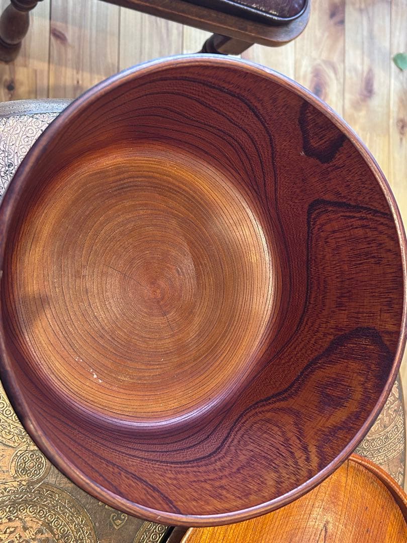 欅 無垢材 くり抜き 茶櫃 大型 木工 民藝