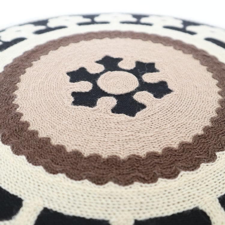 木脚スツール 刺繍 ブラックベージュ