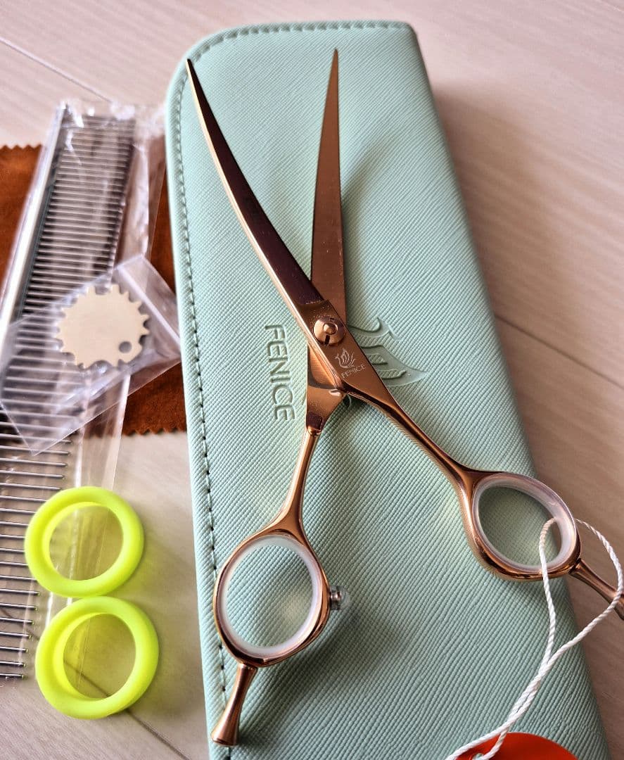 新品★フェニーチェ カーブシザー★ギザ刄 トリミングシザー6.5インチ