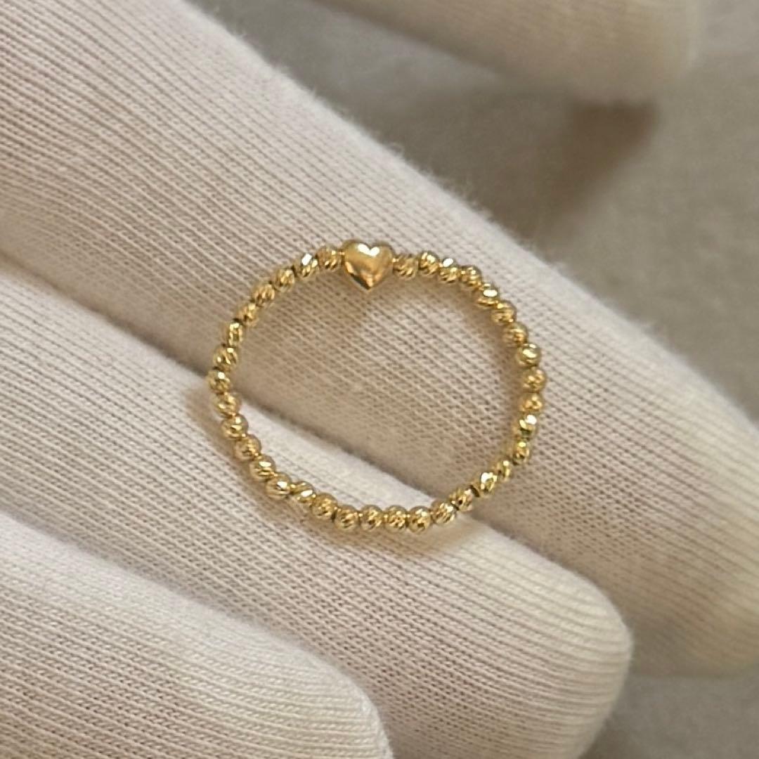 K18弾力リング　指輪　シンプル　キラキラ　ミラーボール　13号