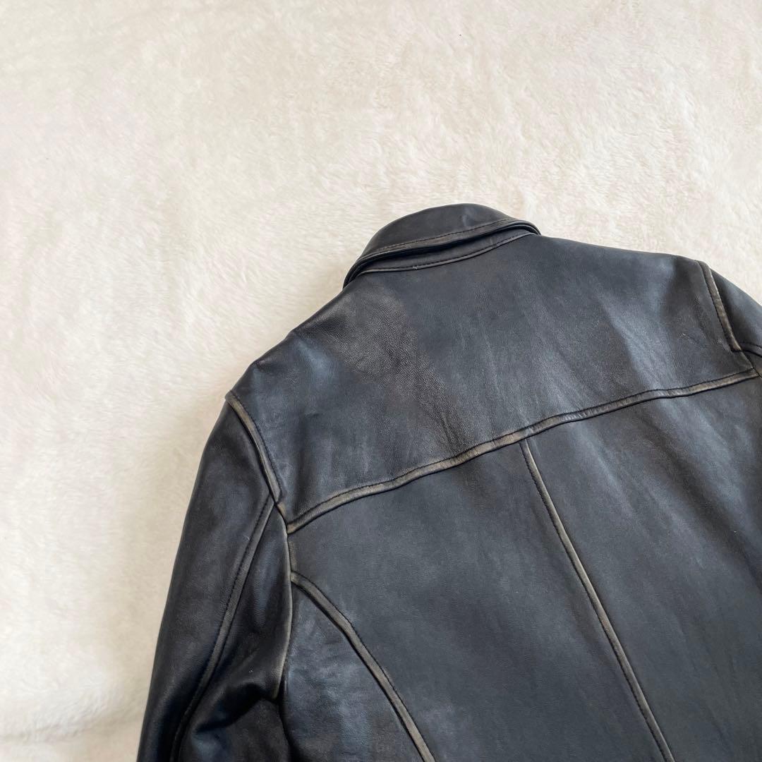 ✨️希少ダメージ加工✨️ナノユニバース　シングルライダース　キルティング　黒