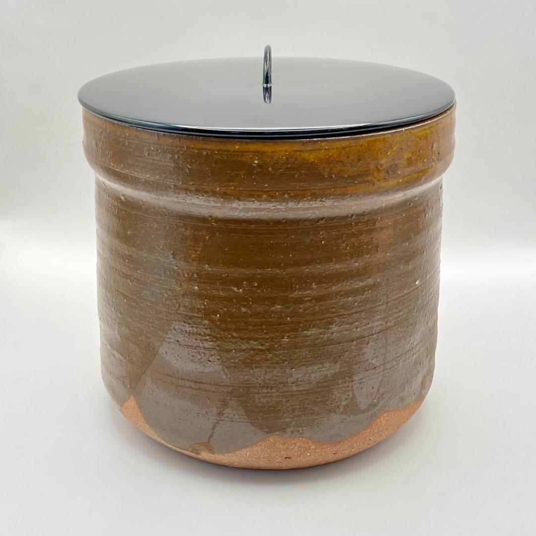 一重口水指 信楽焼 渋紙手　西尾香舟　共箱入　茶道具　茶器　伝統工芸品