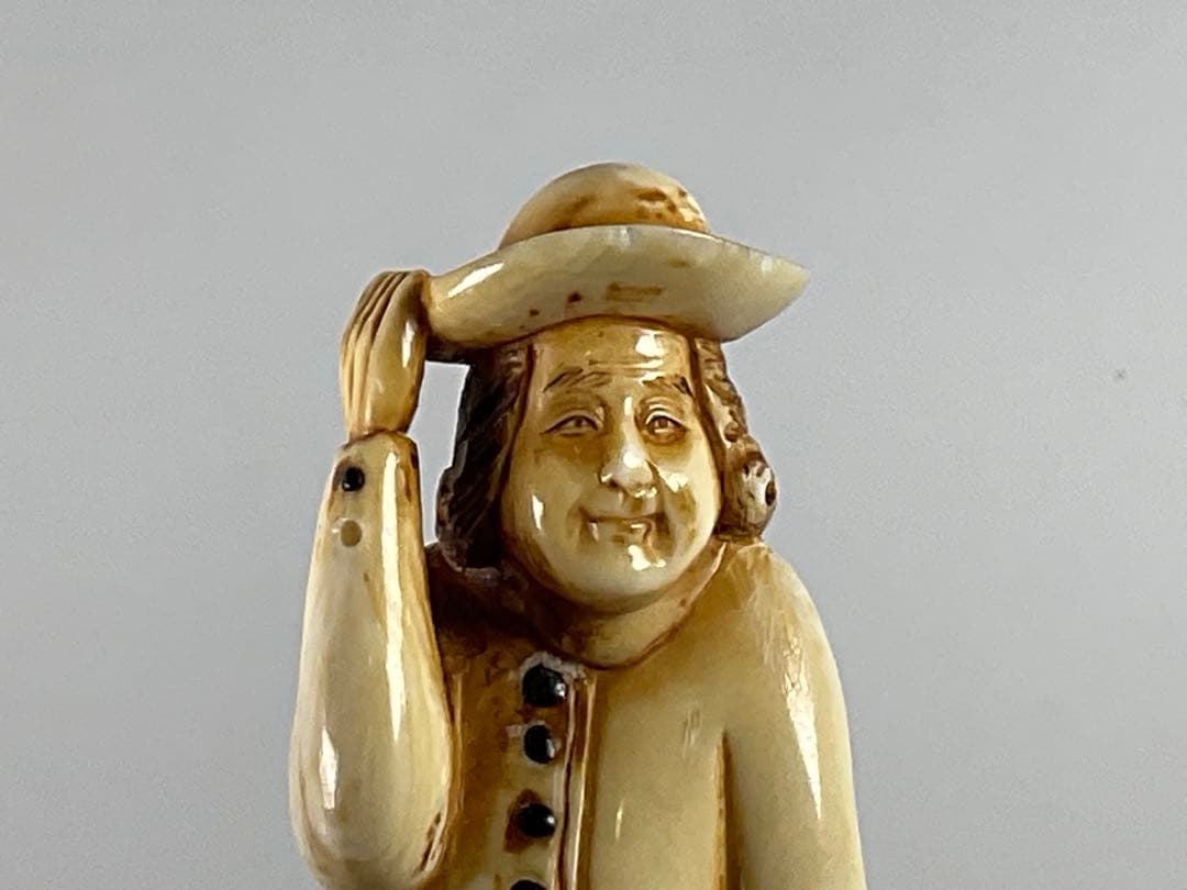 根付　提げ物　阿蘭陀人　オランダ人　在銘