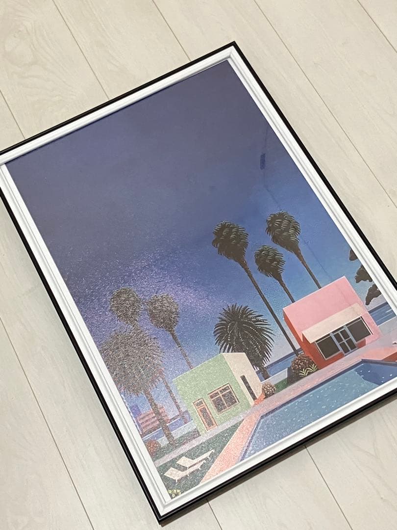 【額縁付き】 永井博（Hiroshi Nagai） A2ポスター プール