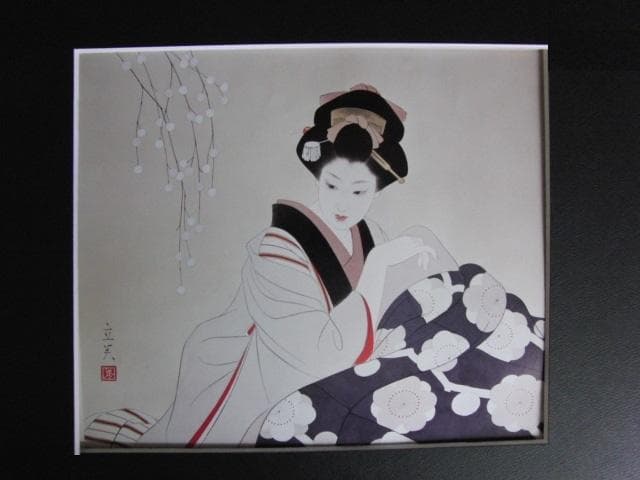 志村立美、【こたつ】、希少な大判額装用画集より、美品、新品額装付