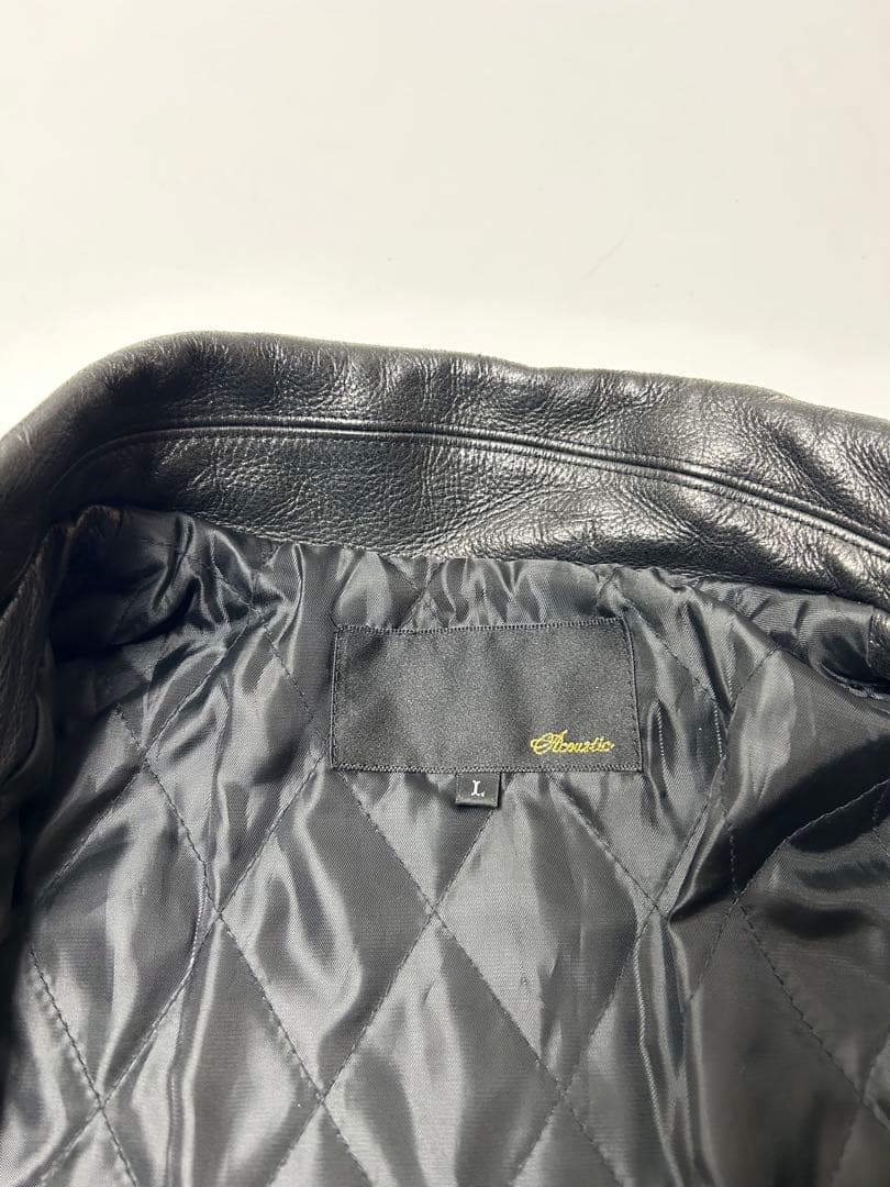 Acoustic ブラック　レザー　シングルライダースジャケット　Lサイズ