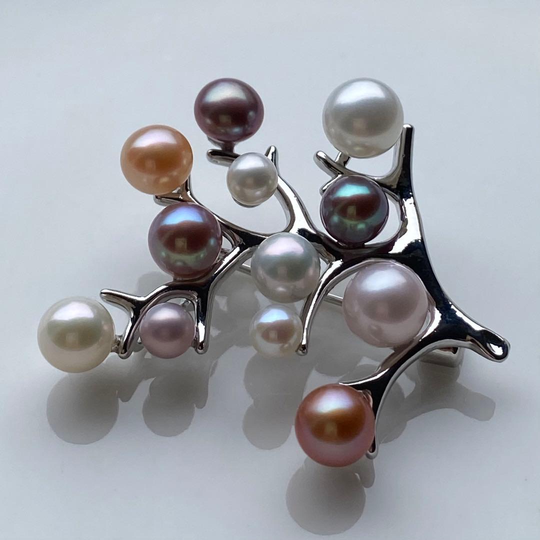 本真珠　淡水無核パール両用ブローチ/ネックレストップ　小粒多彩BL042