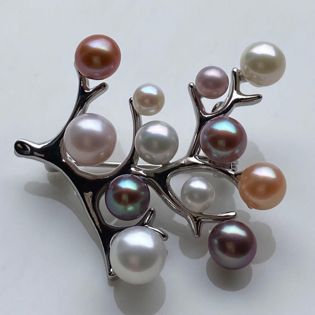 本真珠　淡水無核パール両用ブローチ/ネックレストップ　小粒多彩BL042