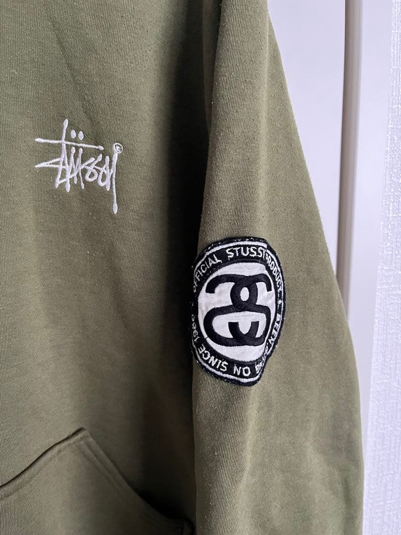 Stussy オリーブ ジップパーカー　 Lサイズ USA製　紺タグ　90s