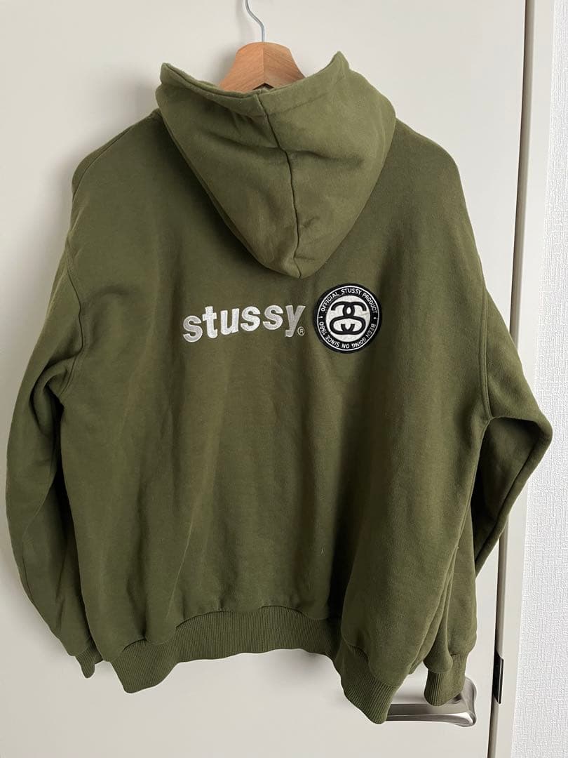 Stussy オリーブ ジップパーカー　 Lサイズ USA製　紺タグ　90s