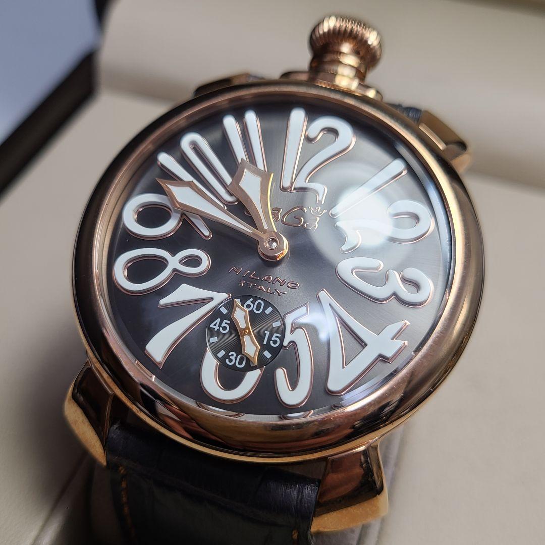 【良品】ガガミラノ　マニュアーレ48MM　純正ベルト　手巻き式　腕時計