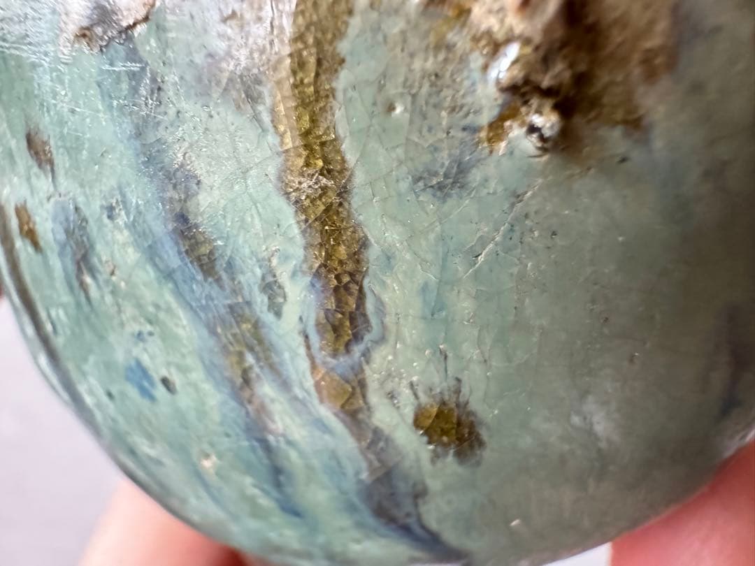 古唐津　緑釉杯　ぐいのみ　桃山〜江戸初期