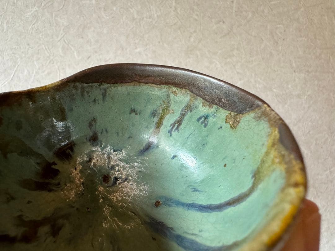 古唐津　緑釉杯　ぐいのみ　桃山〜江戸初期