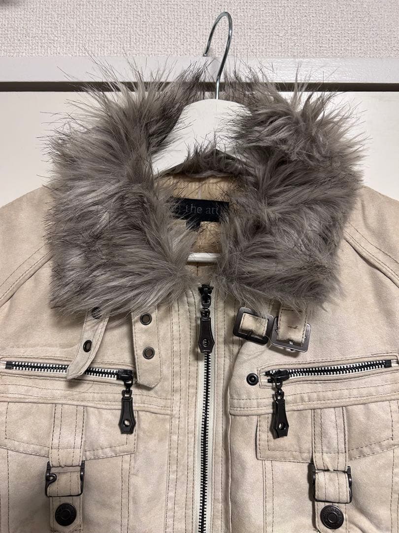 平成 00s ファー ライダースジャケット スエード調 お兄系 y2k グランジ