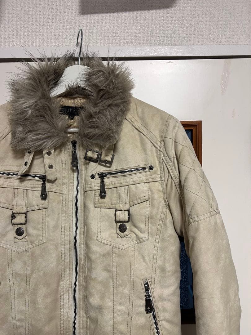 平成 00s ファー ライダースジャケット スエード調 お兄系 y2k グランジ