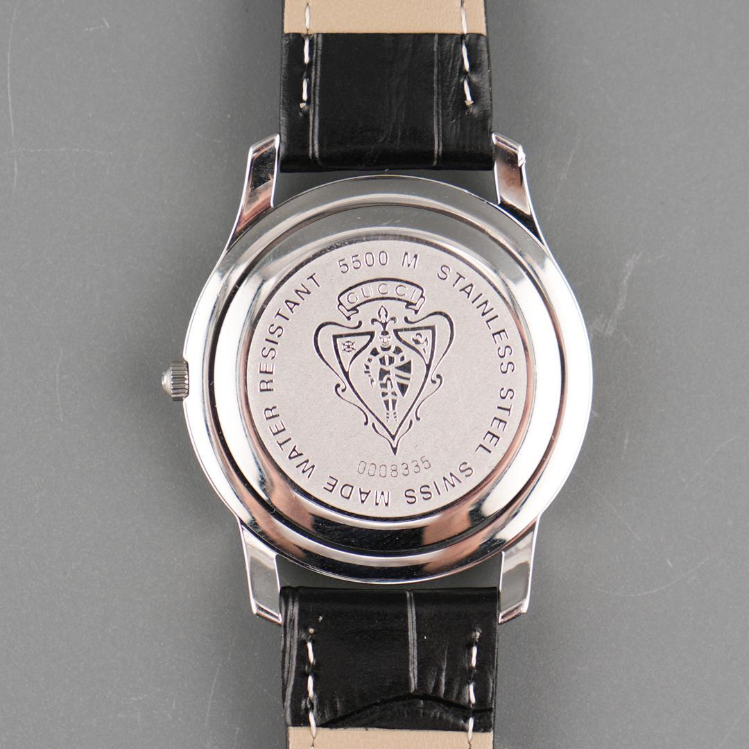 稼働 GUCCI 5500M デイト 腕時計 新品電池 新品ベルト クォーツ