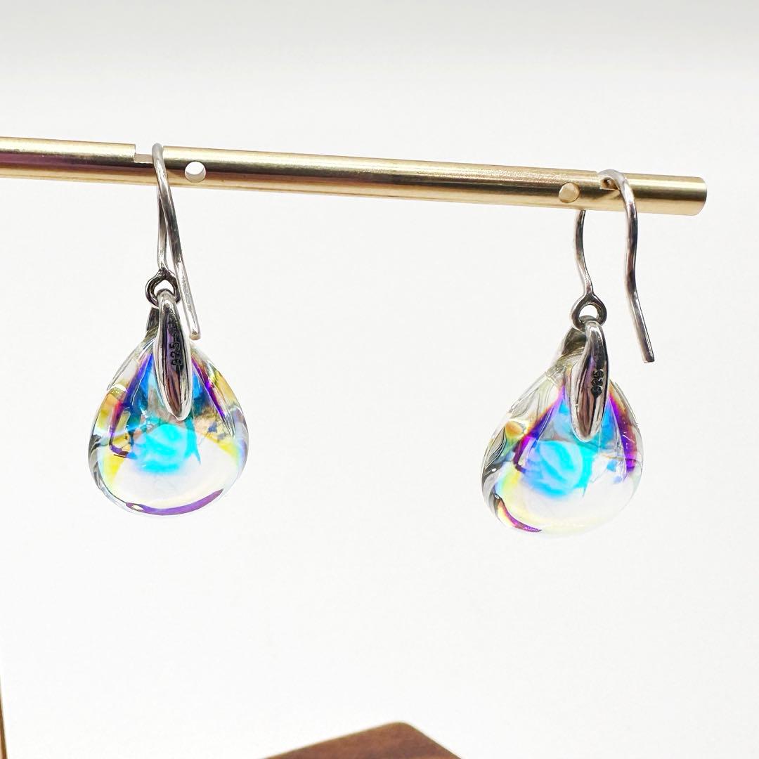 美品★baccarat バカラ クリスタルティアドロップ水滴型ピアス★C73