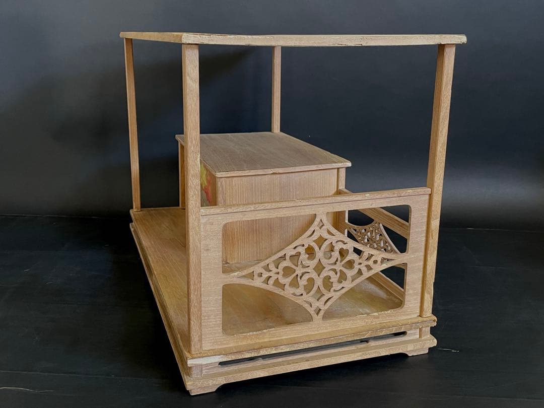 「母」 指物師 善斎 五雲 絵 夕紅葉図 茶棚 煎茶棚 仕舞い箱 茶道具（あ）