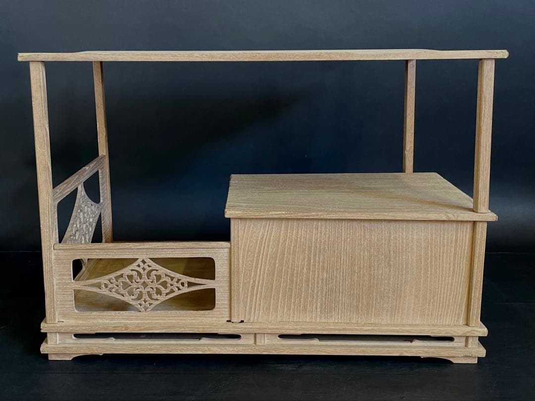 「母」 指物師 善斎 五雲 絵 夕紅葉図 茶棚 煎茶棚 仕舞い箱 茶道具（あ）