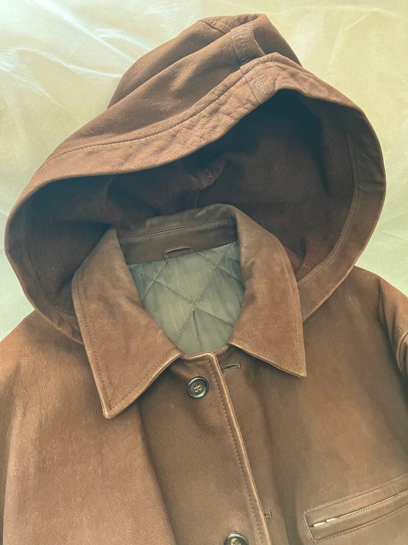 超特希少 コムデギャルソンオム 牛裏革 フード取り外しコート archive