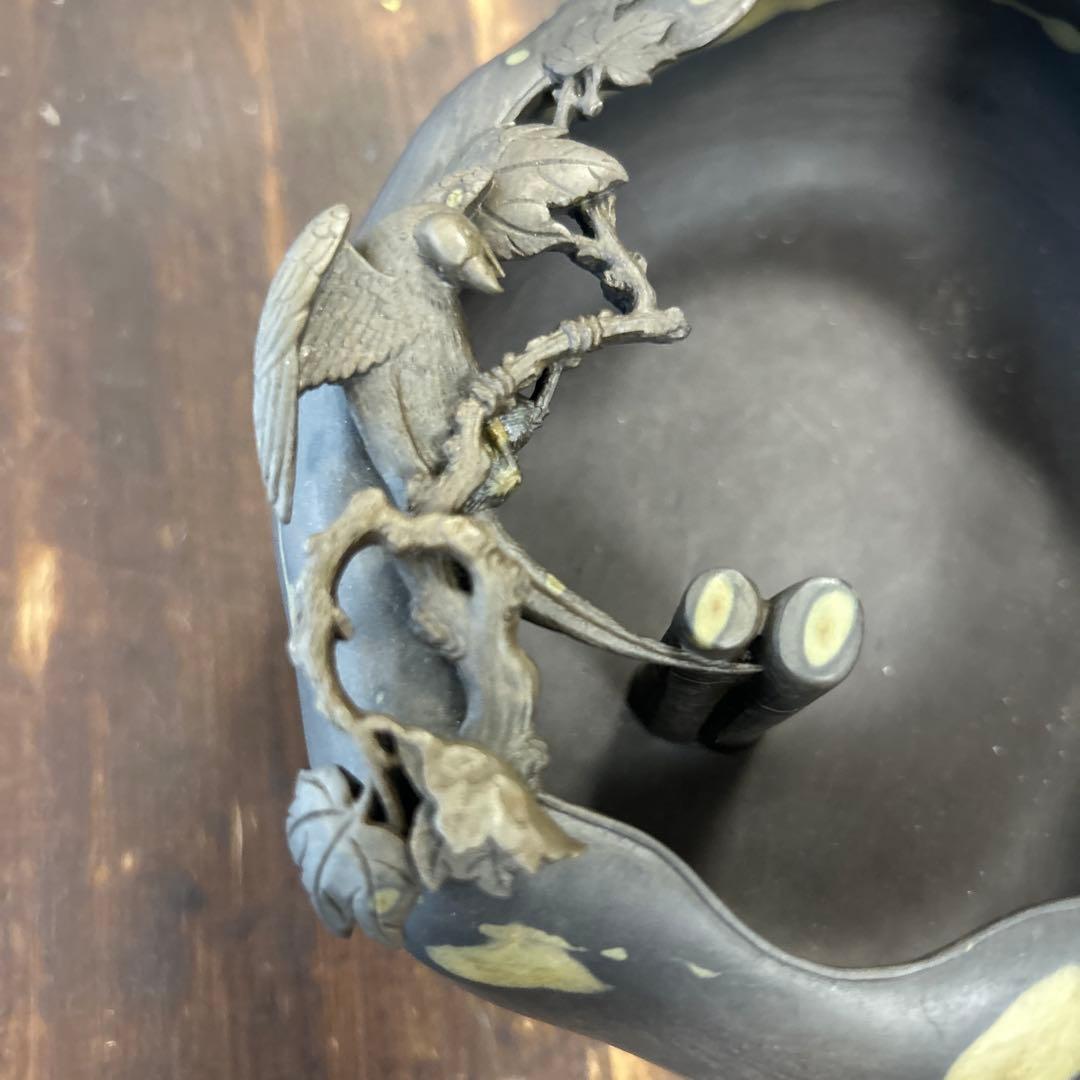 書道 硯 梅花坑水盂枝に鳥型　美術品　芸術家　骨董品　工芸品　最高級　逸品　中国