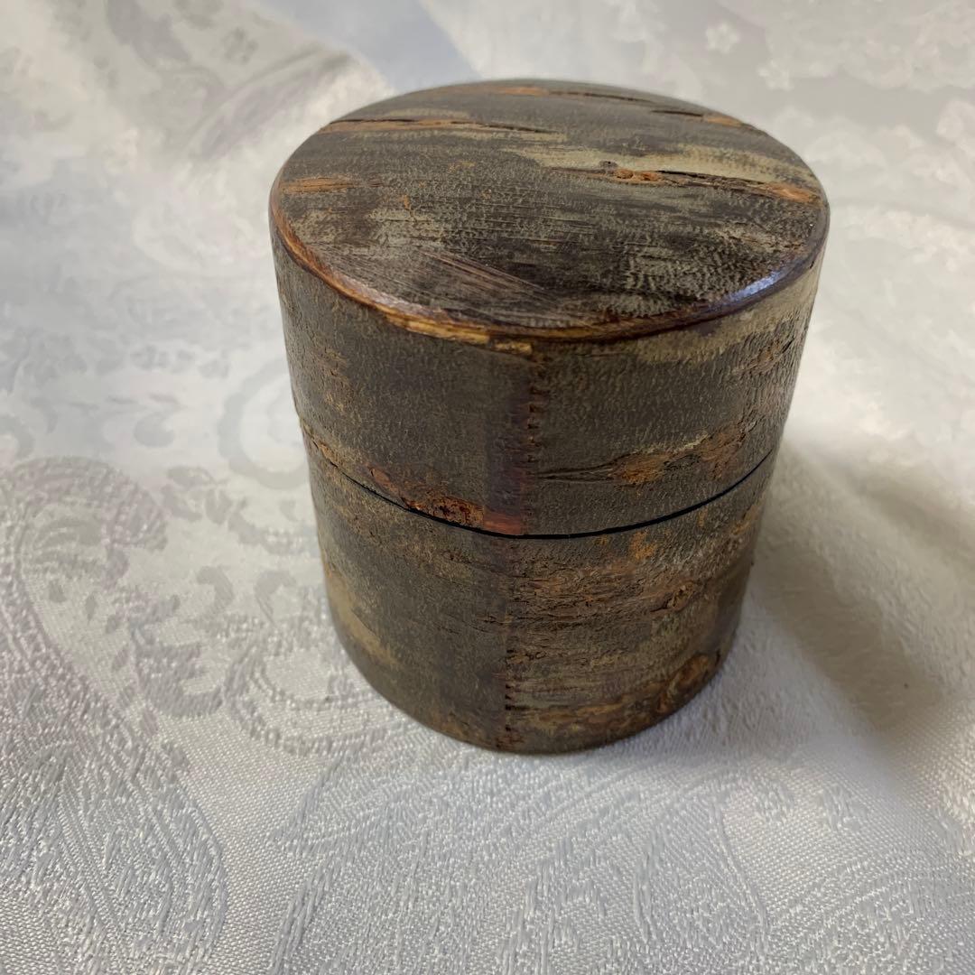 茶道具　桜皮細工茶入　桜材　銘　福寿