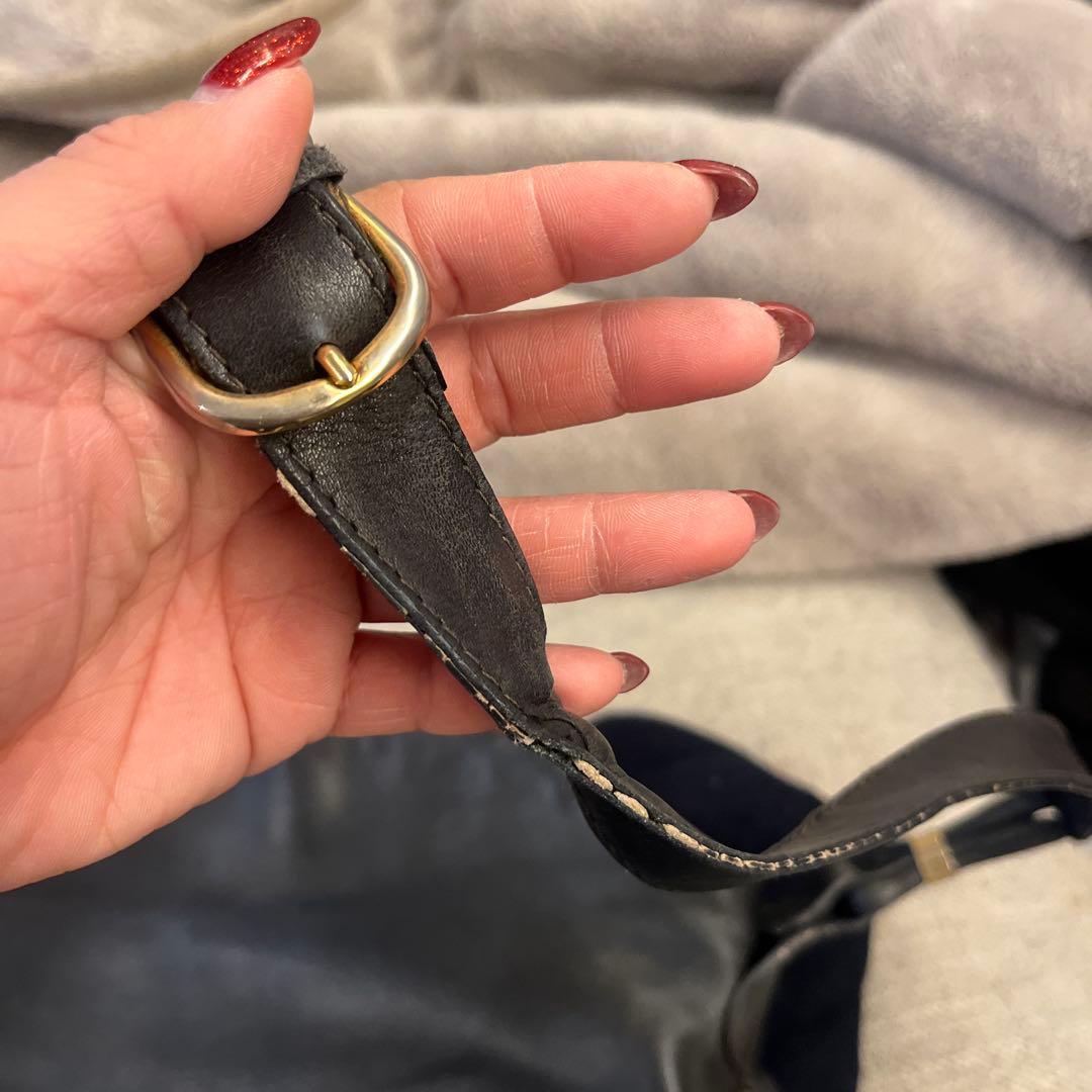 セリーヌ　黒 レザー ショルダーバッグ