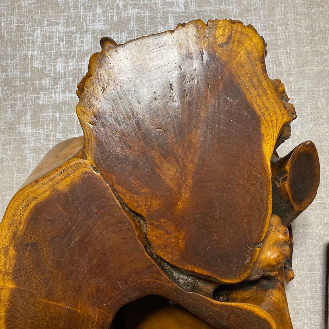 桑の木の切り株生花付き置物台　生花器　木工工芸品　ハンドメイド