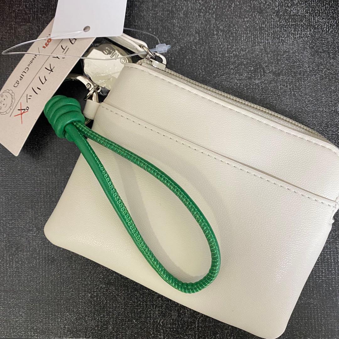 eco 刺繍コンパクト財布　アイボリー+ワイヤレスイヤフォン