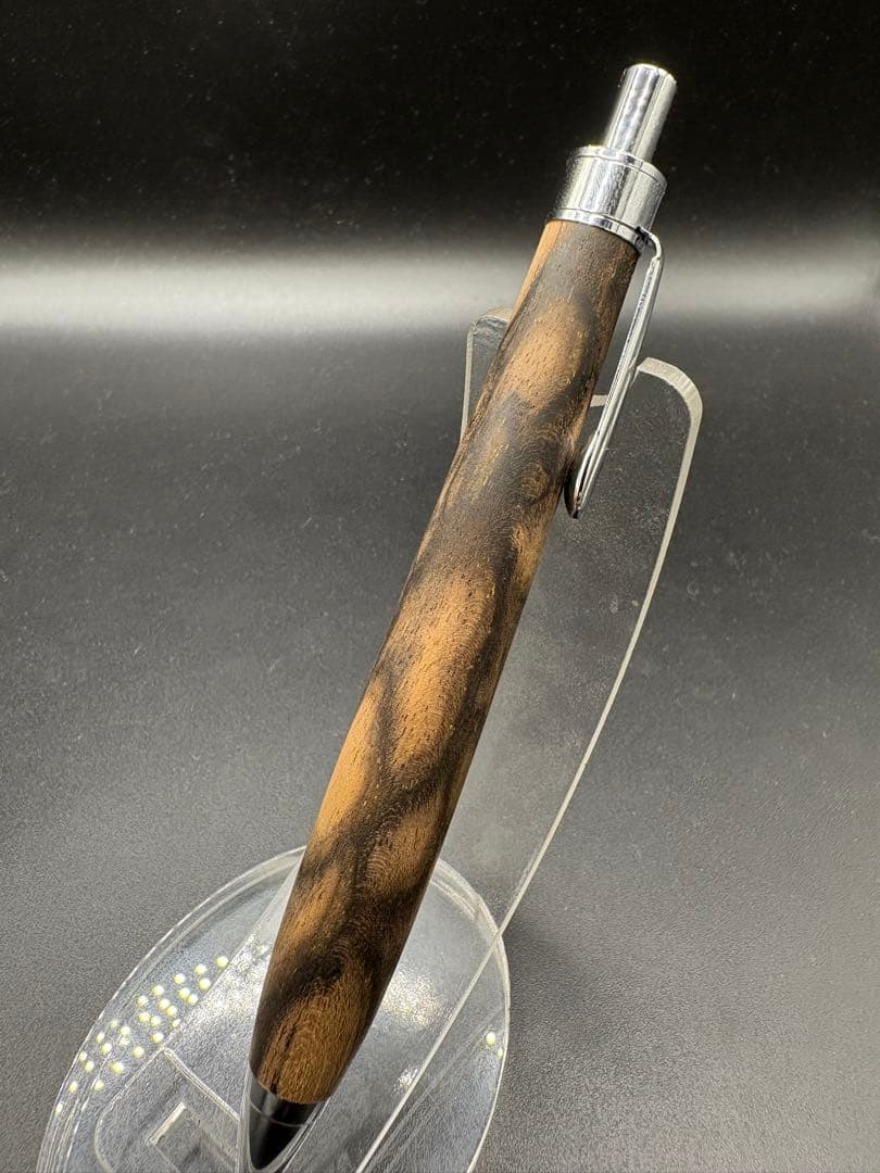 490極上　黒柿　孔雀杢　木軸シャーペン　ボールペン