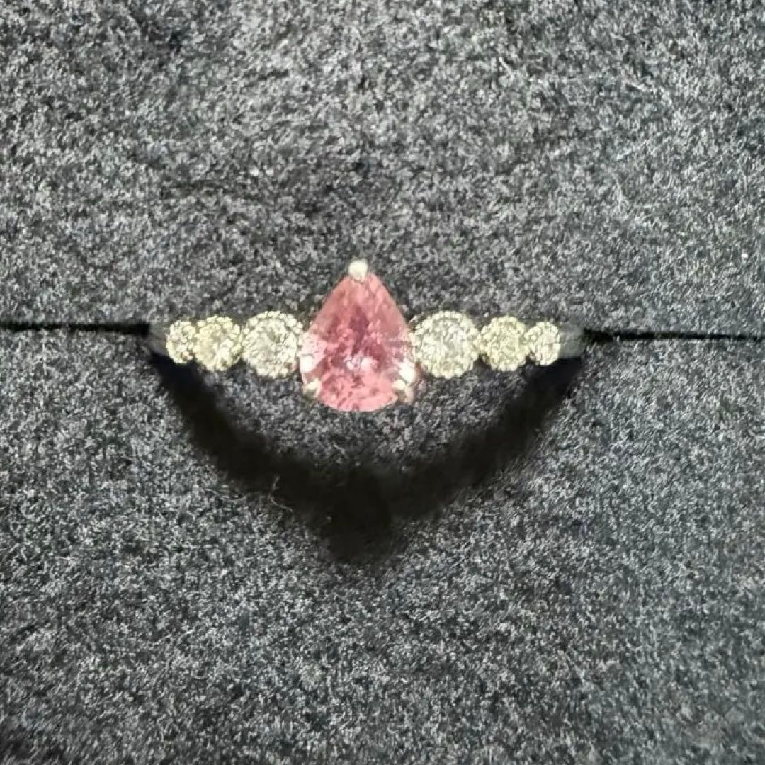 Pt パパラチアサファイア リング 鑑別書あり