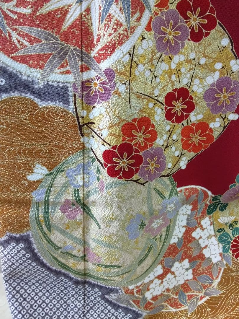 振袖フルセット、鈴乃屋振袖、成人式、重ね衿、帯揚げ帯締め、唐織袋帯、ガード加工