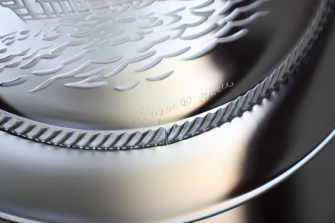 未使用　ラリック　帆船図　彫刻ガラスプレート　絵皿