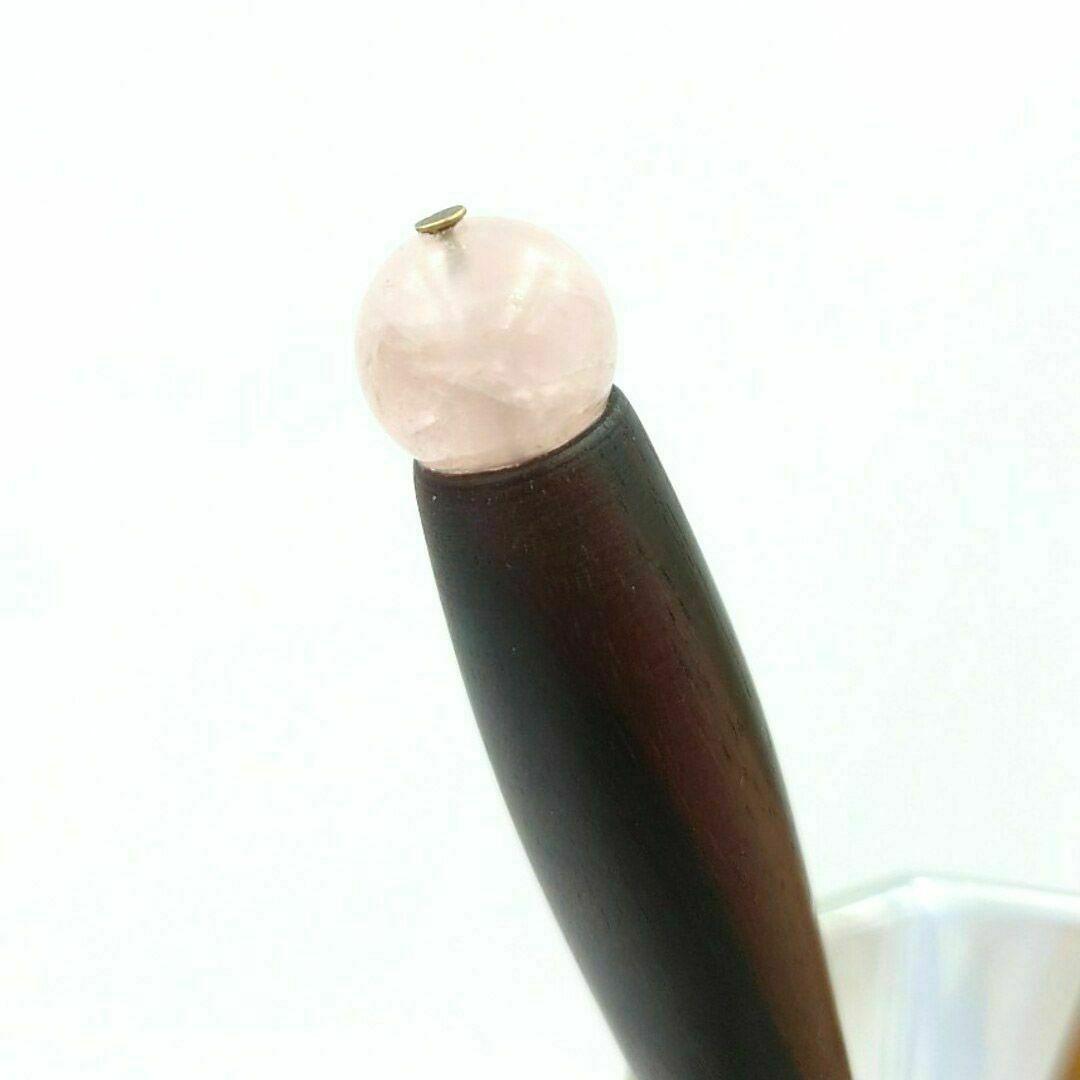 黒檀　ガラスペン木軸　No.8　ローズクォーツ　ボルトレッティ互換軸