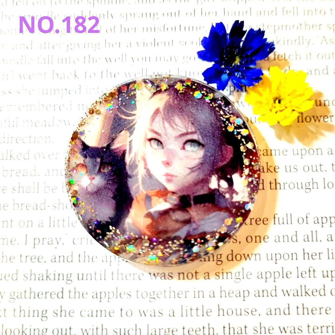 No.182❤猫❤美少女❤レジン❤ヘアゴム ブローチ