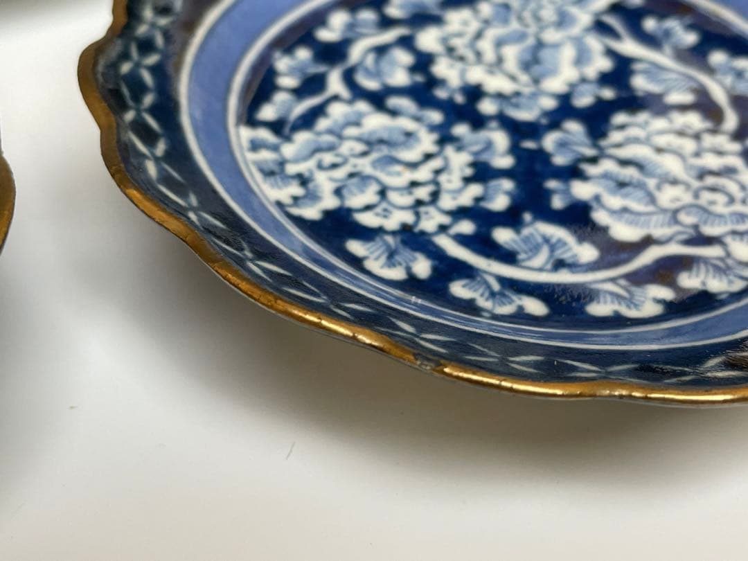 【和食器】古伊万里　上手　牡丹唐草白抜き　小皿　五枚