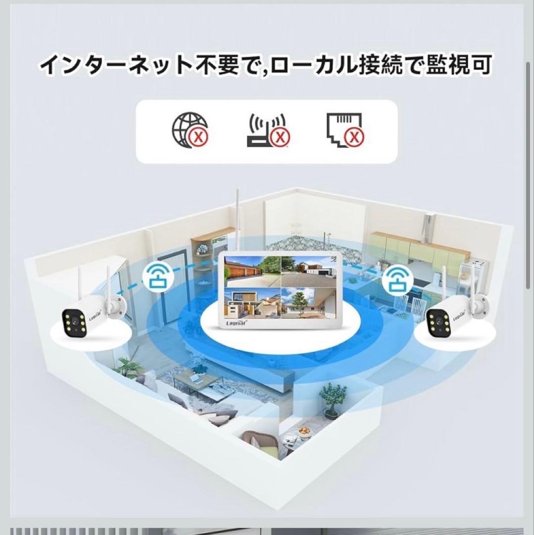 2025年最新500万画素防犯カメラセット2台 モニター付き定価59800円